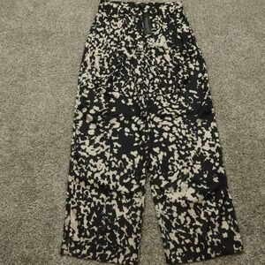 Banana Republic pants womens 2 Pleated Wide Leg Black Beige Print colorful‎ art